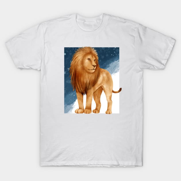Watercolor Lion looking T-Shirt by ProWaterShop